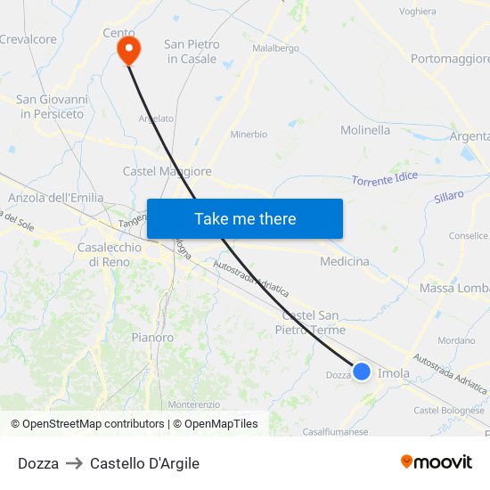 Dozza to Castello D'Argile map