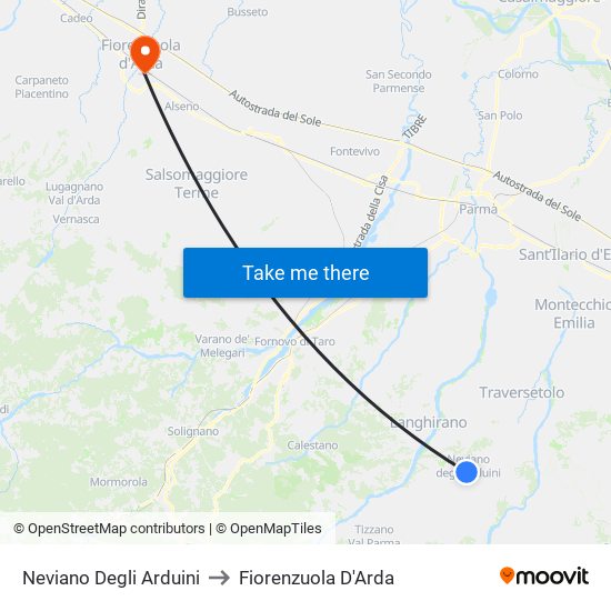 Neviano Degli Arduini to Fiorenzuola D'Arda map