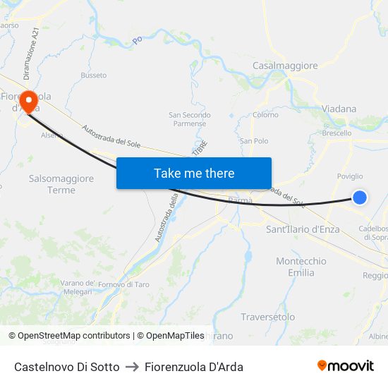 Castelnovo Di Sotto to Fiorenzuola D'Arda map