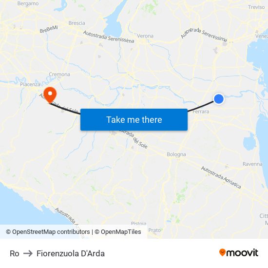 Ro to Fiorenzuola D'Arda map