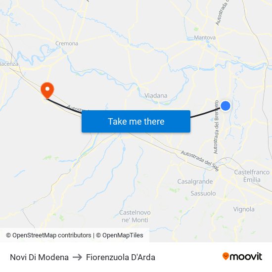 Novi Di Modena to Fiorenzuola D'Arda map