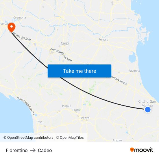 Fiorentino to Cadeo map