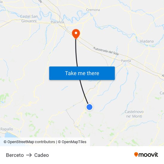 Berceto to Cadeo map