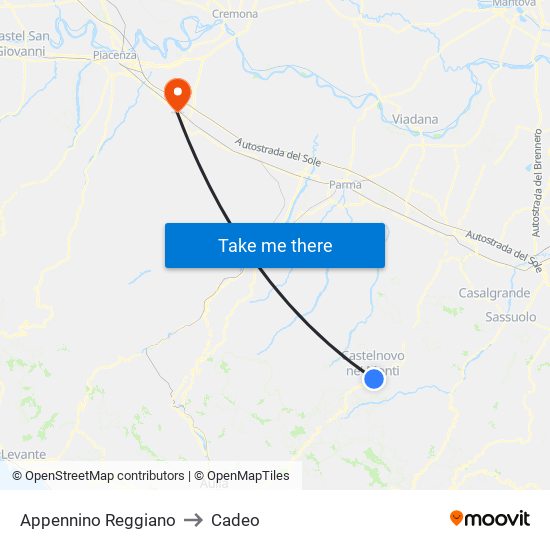 Appennino Reggiano to Cadeo map