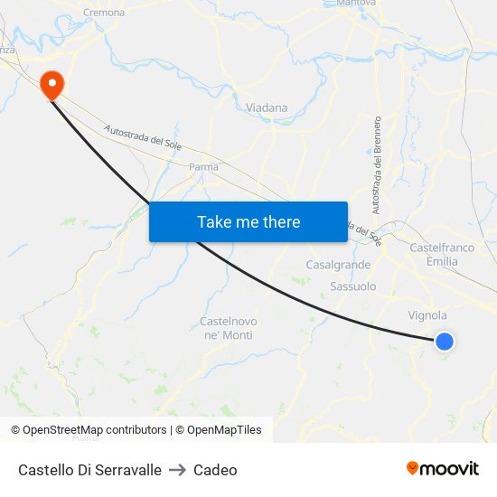 Castello Di Serravalle to Cadeo map