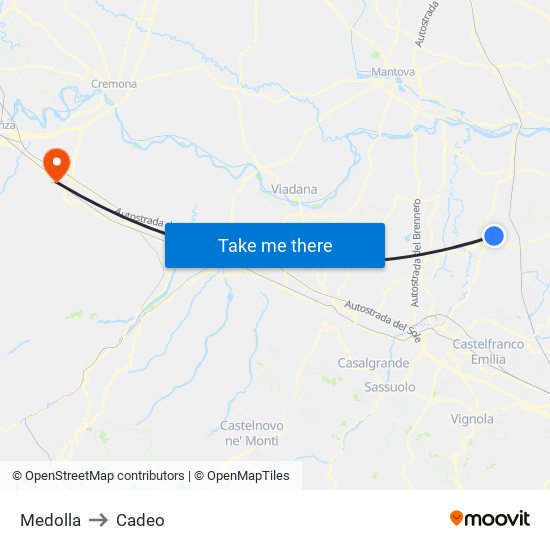 Medolla to Cadeo map