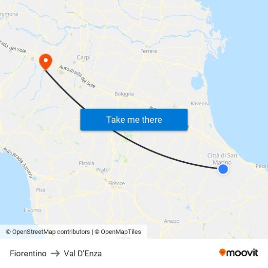 Fiorentino to Val D’Enza map