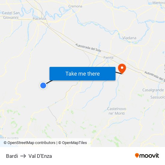 Bardi to Val D’Enza map