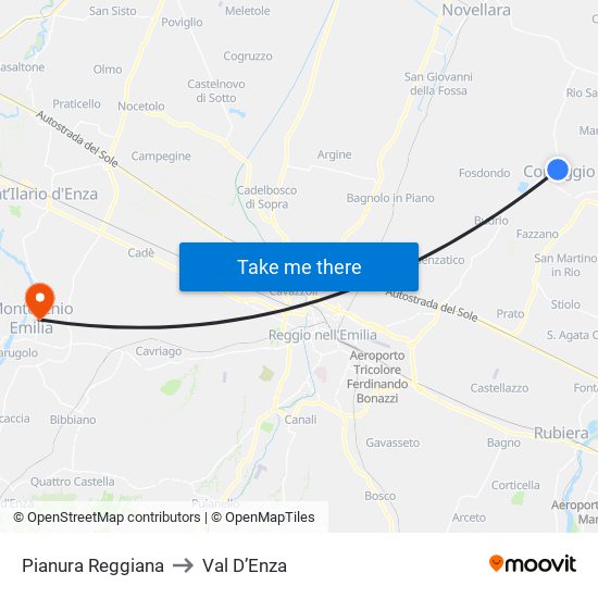 Pianura Reggiana to Val D’Enza map