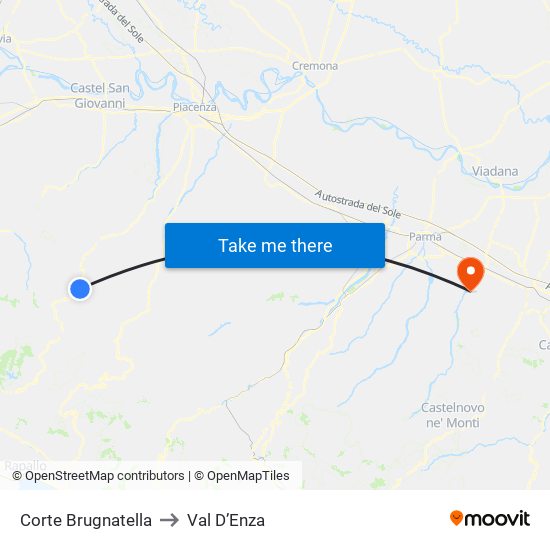 Corte Brugnatella to Val D’Enza map