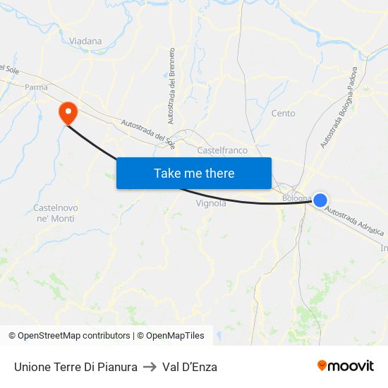 Unione Terre Di Pianura to Val D’Enza map