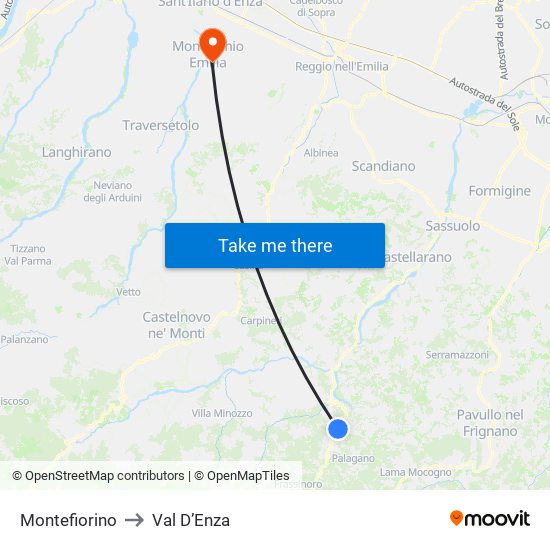 Montefiorino to Val D’Enza map