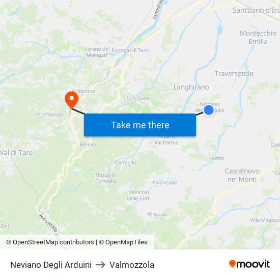 Neviano Degli Arduini to Valmozzola map