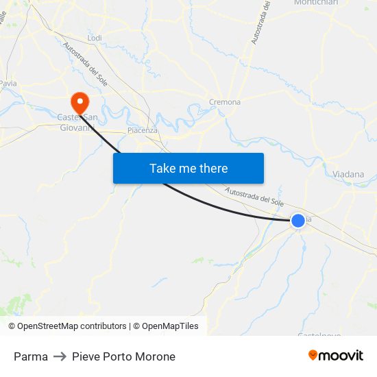 Parma to Pieve Porto Morone map