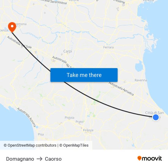 Domagnano to Caorso map