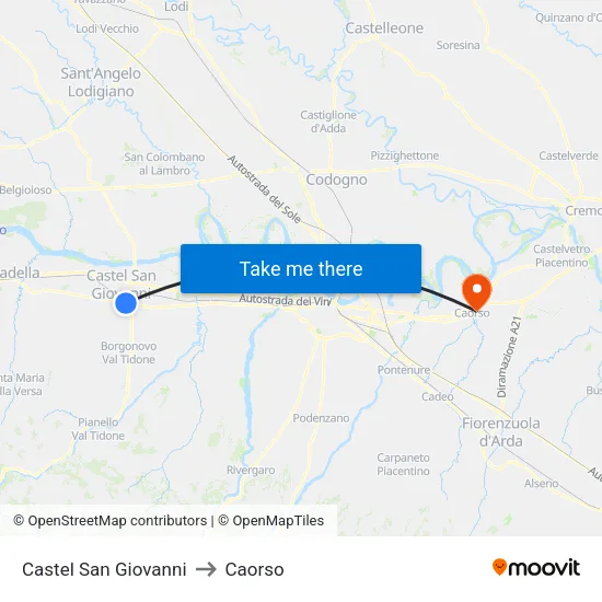 Castel San Giovanni to Caorso map