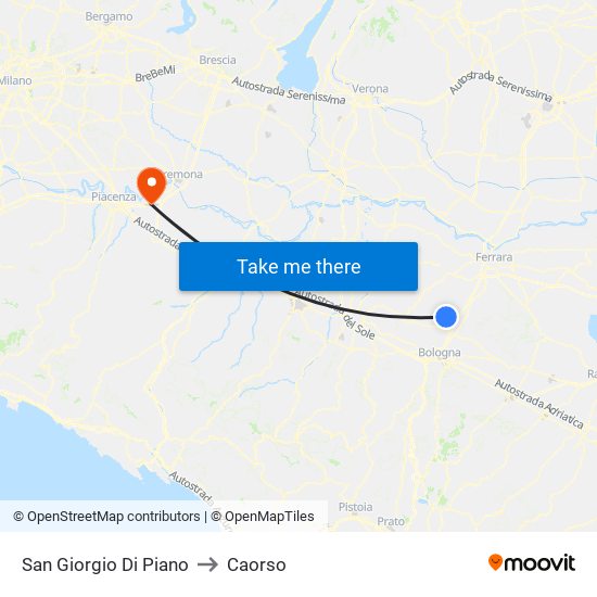 San Giorgio Di Piano to Caorso map