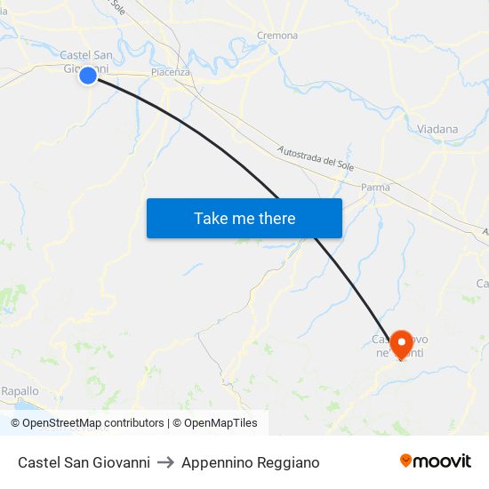 Castel San Giovanni to Appennino Reggiano map