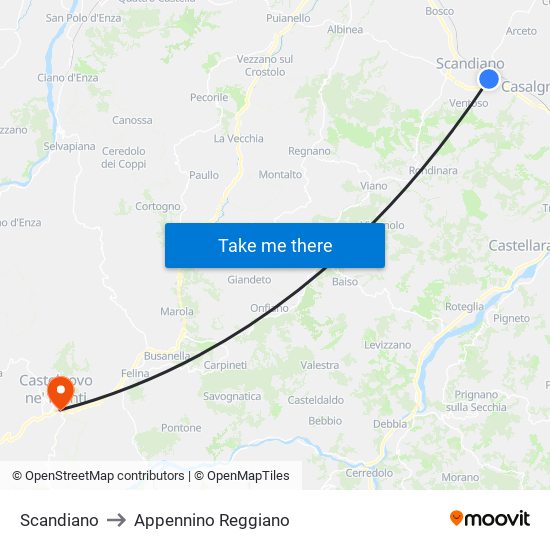 Scandiano to Appennino Reggiano map