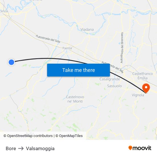 Bore to Valsamoggia map