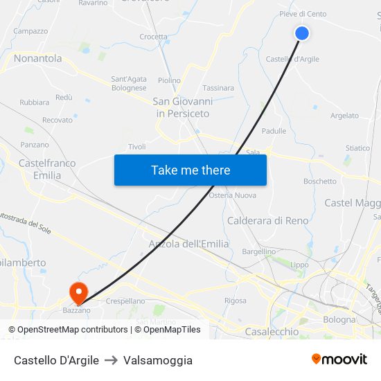Castello D'Argile to Valsamoggia map