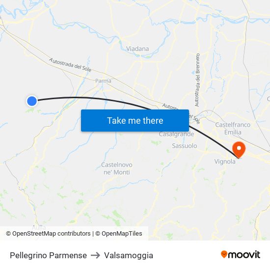 Pellegrino Parmense to Valsamoggia map