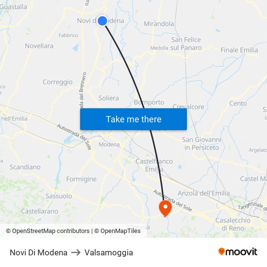 Novi Di Modena to Valsamoggia map