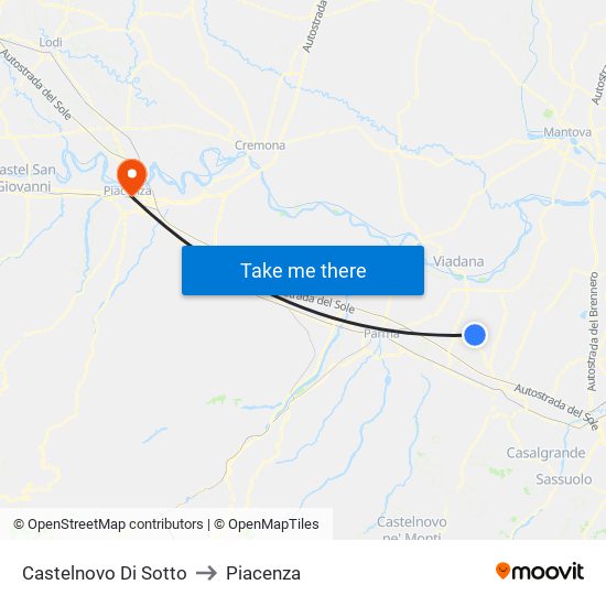 Castelnovo Di Sotto to Piacenza map