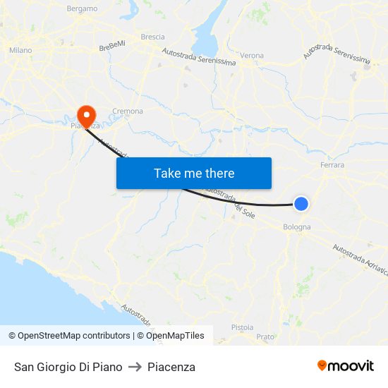 San Giorgio Di Piano to Piacenza map
