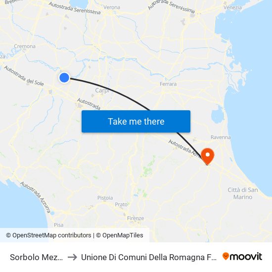 Sorbolo Mezzani to Unione Di Comuni Della Romagna Forlivese map
