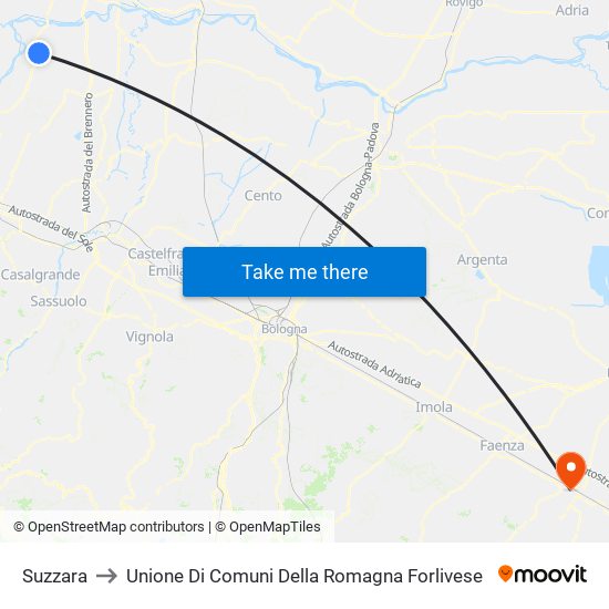 Suzzara to Unione Di Comuni Della Romagna Forlivese map
