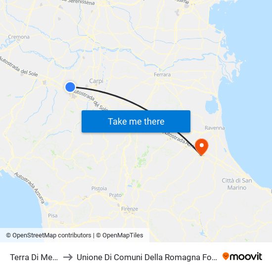 Terra Di Mezzo to Unione Di Comuni Della Romagna Forlivese map