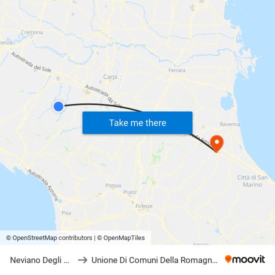 Neviano Degli Arduini to Unione Di Comuni Della Romagna Forlivese map