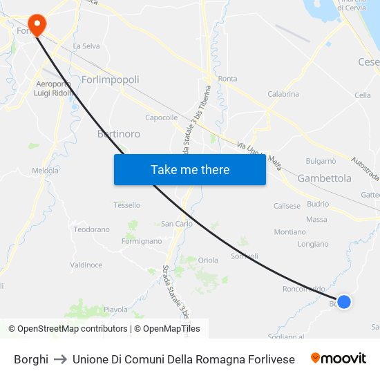 Borghi to Unione Di Comuni Della Romagna Forlivese map
