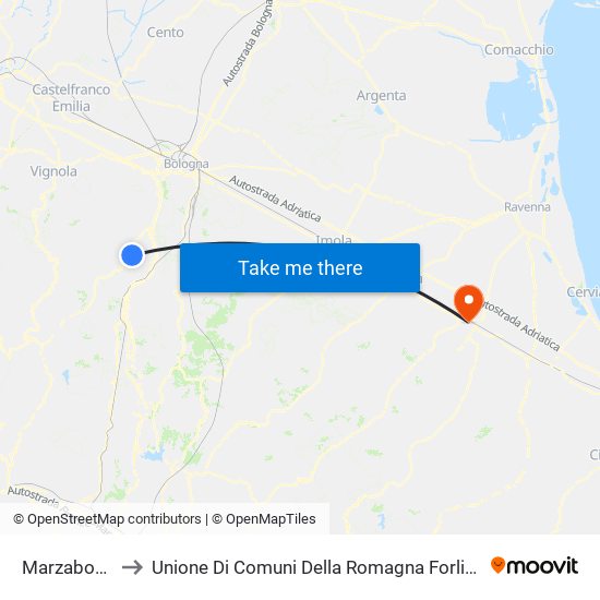 Marzabotto to Unione Di Comuni Della Romagna Forlivese map
