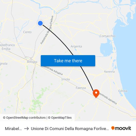 Mirabello to Unione Di Comuni Della Romagna Forlivese map