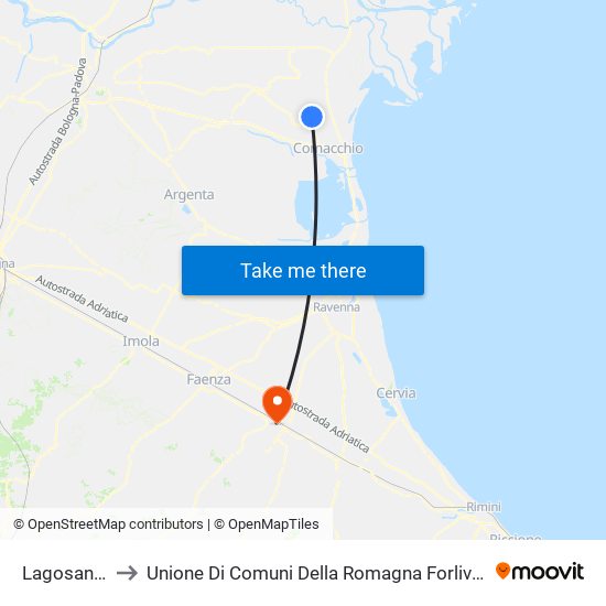 Lagosanto to Unione Di Comuni Della Romagna Forlivese map