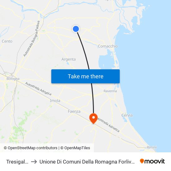 Tresigallo to Unione Di Comuni Della Romagna Forlivese map