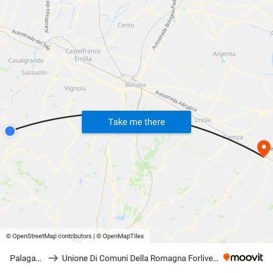 Palagano to Unione Di Comuni Della Romagna Forlivese map