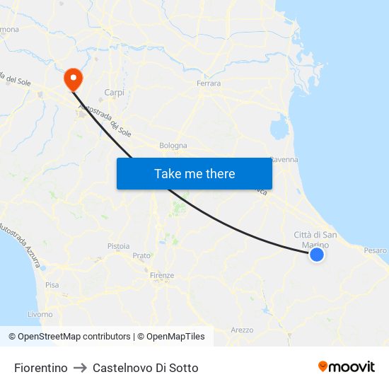 Fiorentino to Castelnovo Di Sotto map