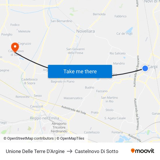 Unione Delle Terre D'Argine to Castelnovo Di Sotto map