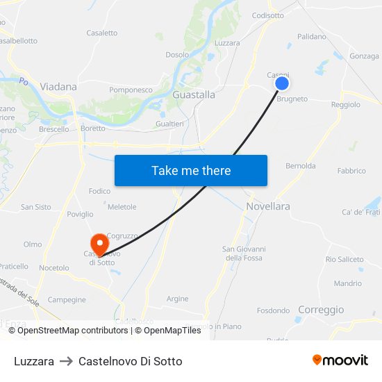 Luzzara to Castelnovo Di Sotto map