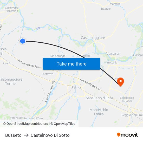 Busseto to Castelnovo Di Sotto map