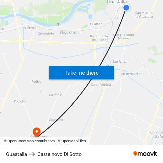 Guastalla to Castelnovo Di Sotto map