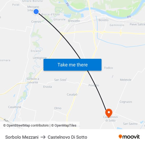 Sorbolo Mezzani to Castelnovo Di Sotto map