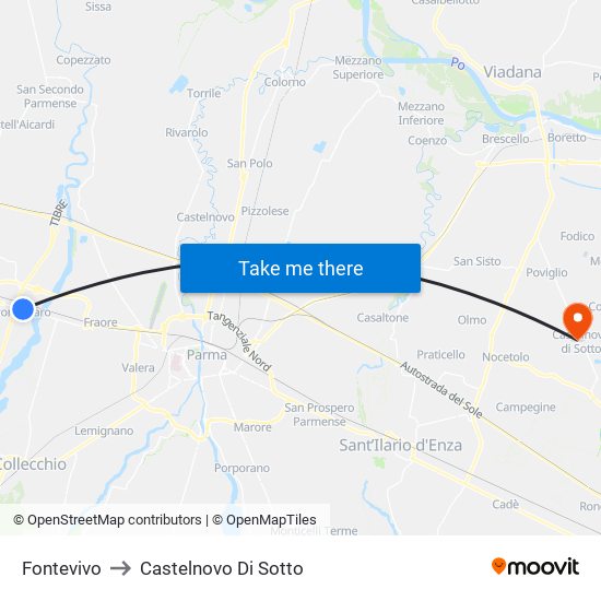 Fontevivo to Castelnovo Di Sotto map