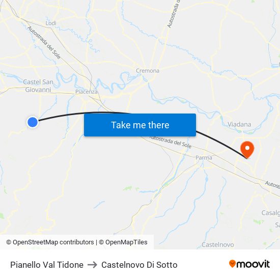 Pianello Val Tidone to Castelnovo Di Sotto map