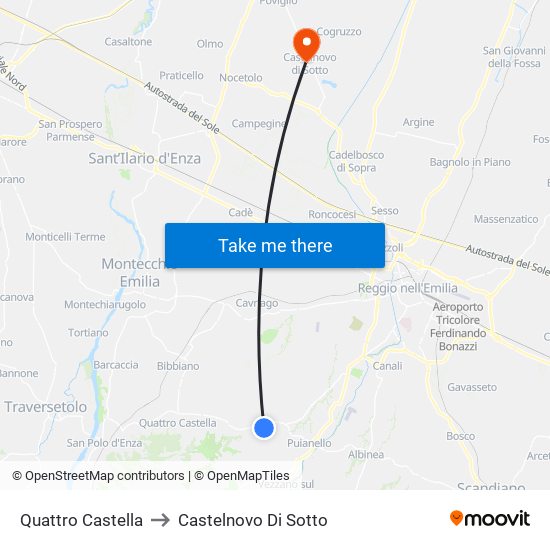 Quattro Castella to Castelnovo Di Sotto map