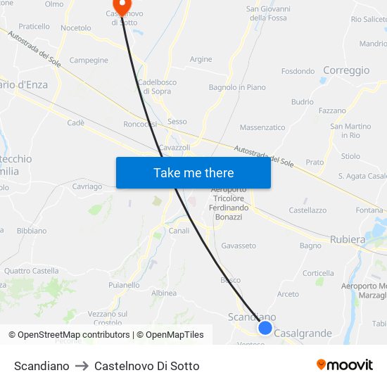 Scandiano to Castelnovo Di Sotto map