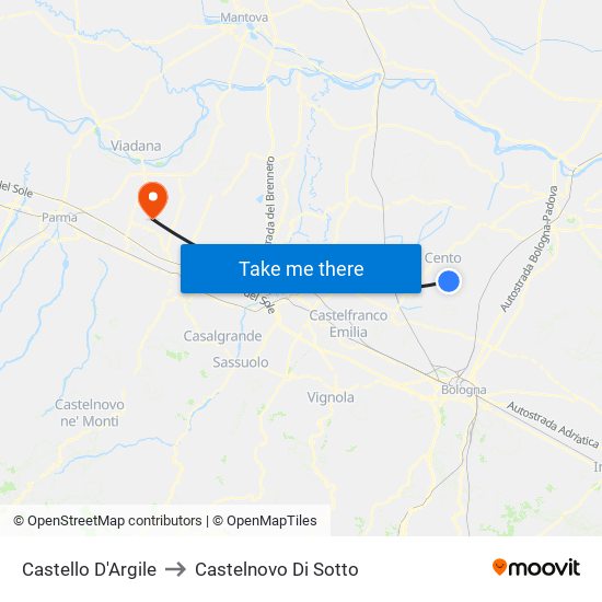 Castello D'Argile to Castelnovo Di Sotto map